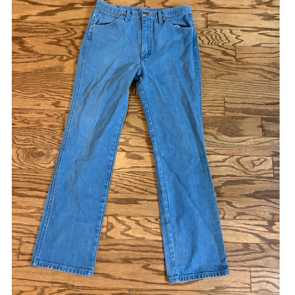 Wrangler 936DEN Jeans Mens 34x32 Blue Western Cowboy Straight Leg Denim EUC